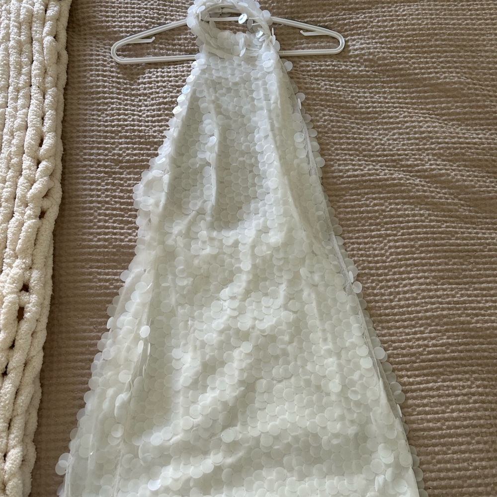 12th Tribe White Sequin Mini Dress